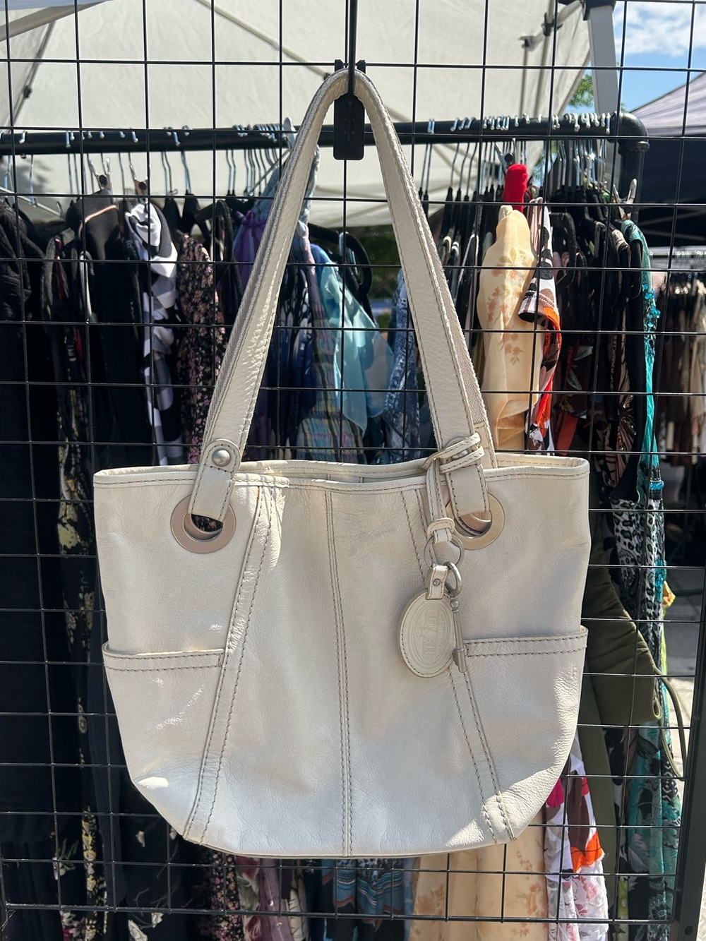 Fossil leather tote